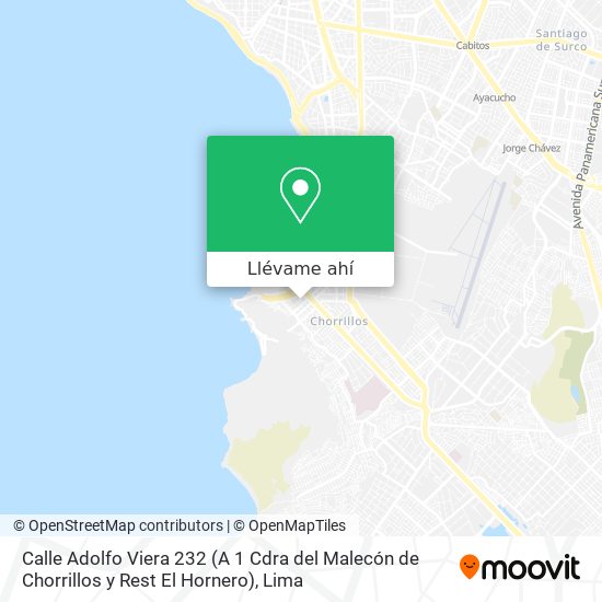 Mapa de Calle Adolfo Viera 232 (A 1 Cdra  del Malecón de Chorrillos y Rest  El Hornero)