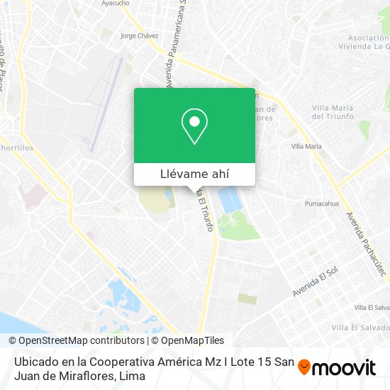 Mapa de Ubicado en la Cooperativa América Mz I Lote 15 San Juan de Miraflores