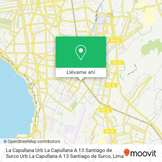 Mapa de La Capullana  Urb  La Capullana A 13 Santiago de Surco Urb  La Capullana A 13 Santiago de Surco