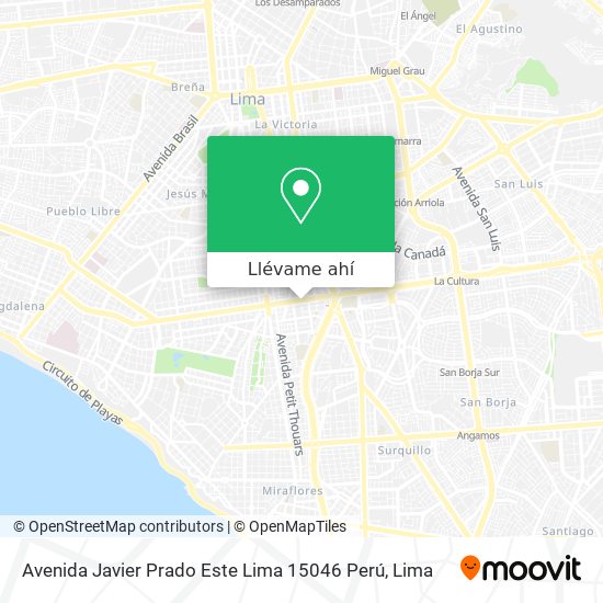 Mapa de Avenida Javier Prado Este  Lima 15046  Perú