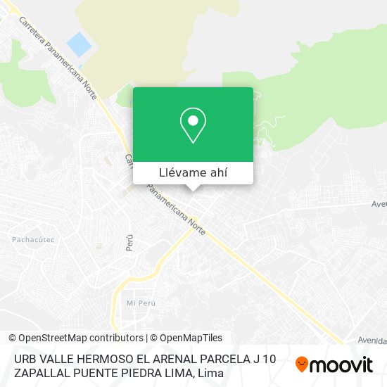Mapa de URB  VALLE HERMOSO  EL ARENAL PARCELA J 10 ZAPALLAL  PUENTE PIEDRA   LIMA