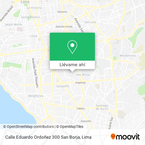 Mapa de Calle Eduardo Ordoñez 300  San Borja