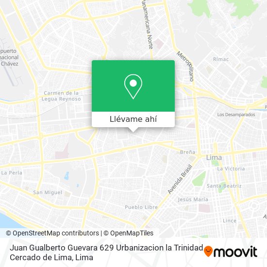 Mapa de Juan Gualberto Guevara   629 Urbanizacion la Trinidad Cercado de Lima
