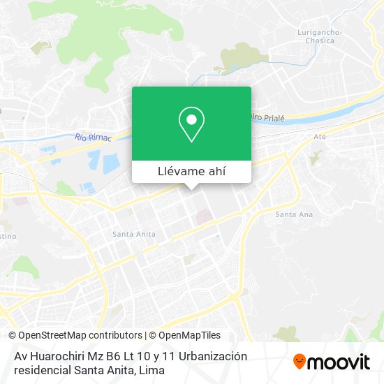 Mapa de Av  Huarochiri Mz  B6 Lt  10 y 11 Urbanización residencial Santa Anita
