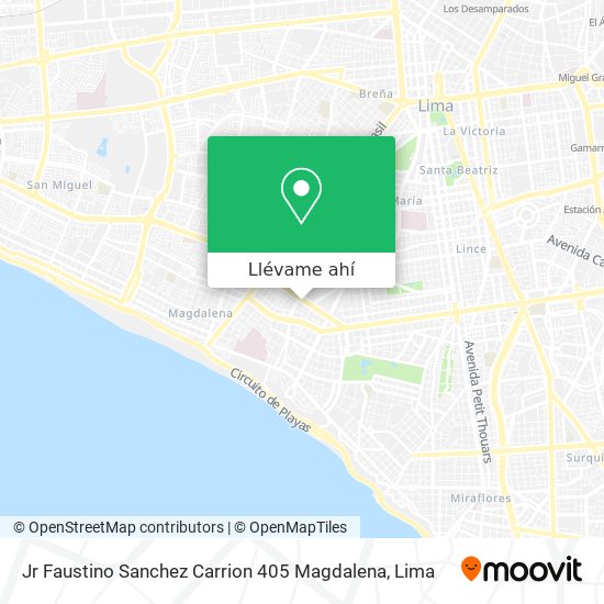 Mapa de Jr Faustino Sanchez Carrion 405 Magdalena