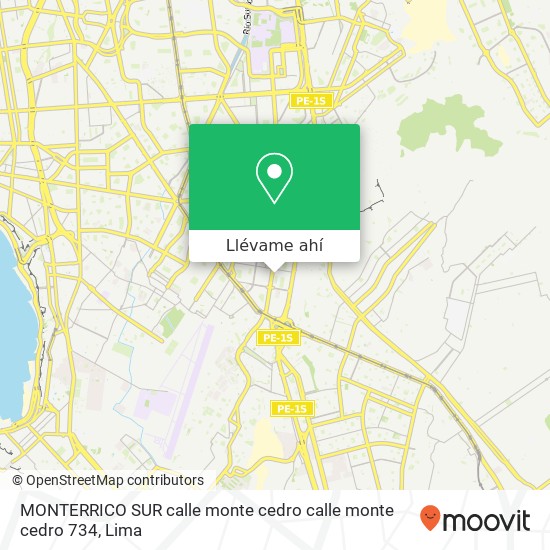 Mapa de MONTERRICO SUR  calle monte cedro  calle monte cedro 734