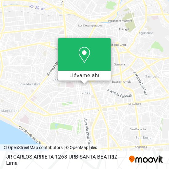 Mapa de JR  CARLOS ARRIETA 1268 URB  SANTA BEATRIZ