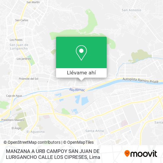 Mapa de MANZANA A  URB  CAMPOY  SAN JUAN DE LURIGANCHO  CALLE LOS CIPRESES