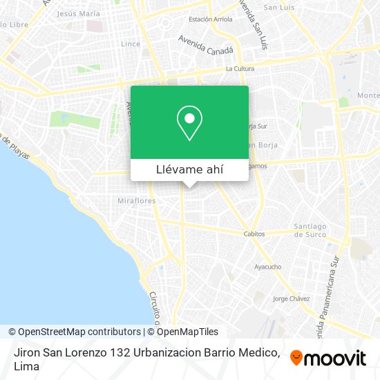 Mapa de Jiron San Lorenzo 132  Urbanizacion Barrio Medico