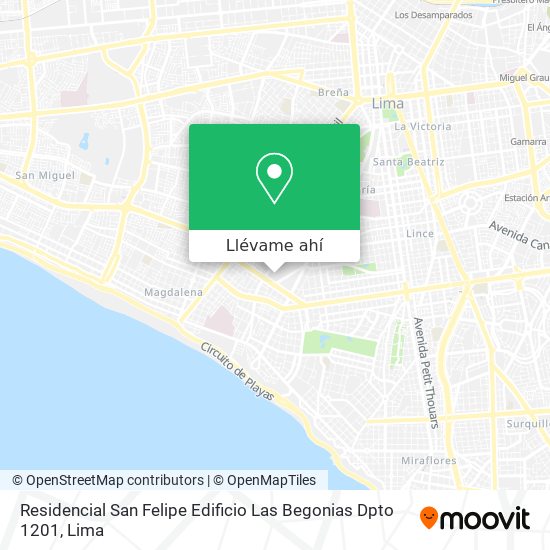 Mapa de Residencial San Felipe  Edificio Las Begonias Dpto  1201