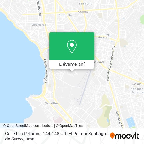 Mapa de Calle Las Retamas 144   148 Urb  El Palmar   Santiago de Surco