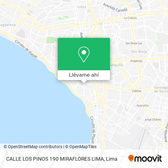 Mapa de CALLE LOS PINOS 190 MIRAFLORES LIMA