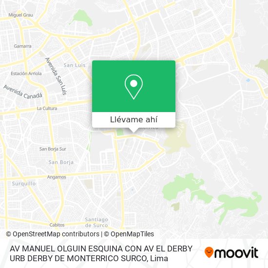 Mapa de AV  MANUEL OLGUIN ESQUINA CON AV EL DERBY  URB DERBY DE MONTERRICO  SURCO