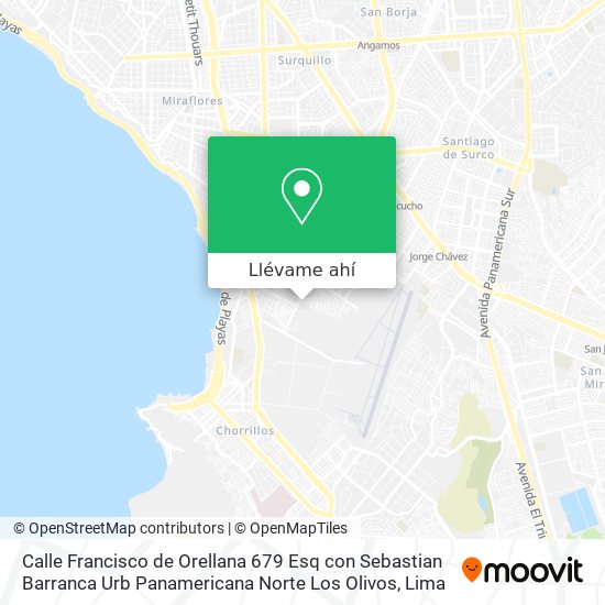 Mapa de Calle Francisco de Orellana 679  Esq  con Sebastian Barranca Urb  Panamericana Norte   Los Olivos