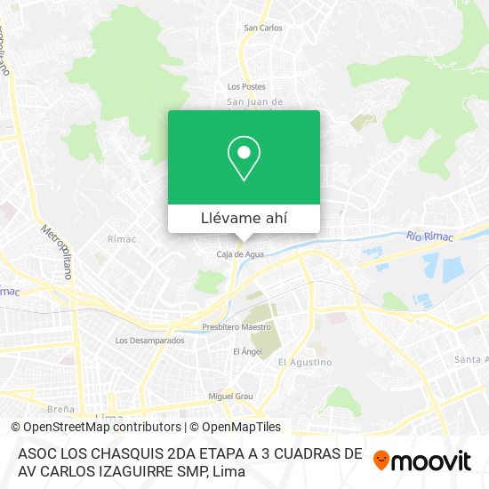 Mapa de ASOC LOS CHASQUIS 2DA ETAPA A 3 CUADRAS DE AV CARLOS IZAGUIRRE SMP