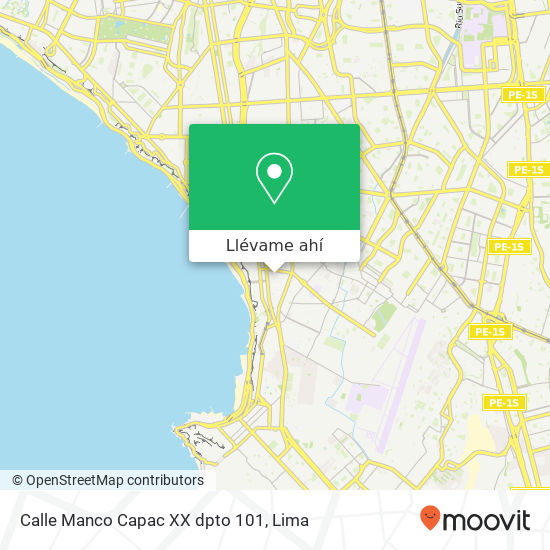Mapa de Calle Manco Capac XX  dpto 101