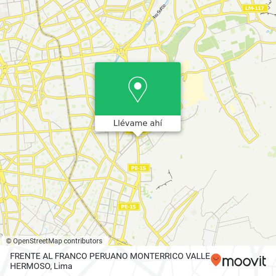 Mapa de FRENTE AL FRANCO PERUANO   MONTERRICO VALLE HERMOSO