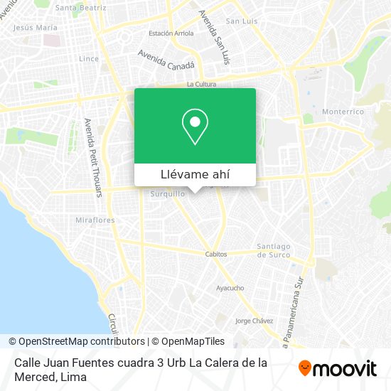 Mapa de Calle Juan Fuentes cuadra 3   Urb  La Calera de la Merced