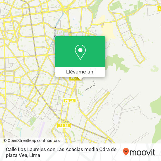 Mapa de Calle Los Laureles con  Las Acacias  media Cdra de plaza Vea