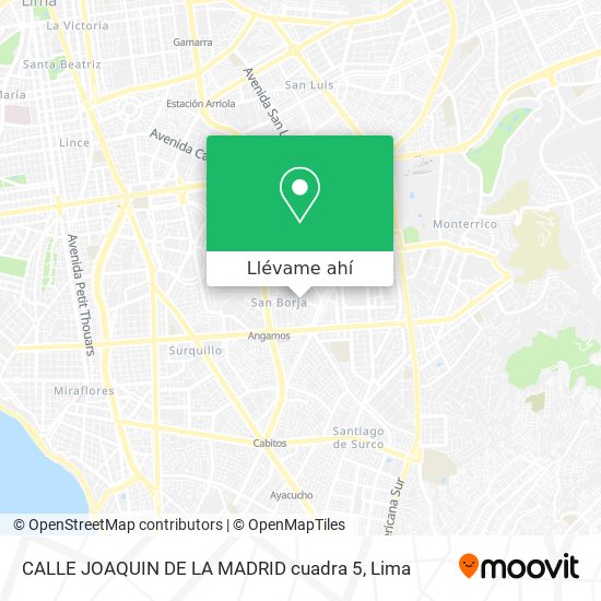 Mapa de CALLE JOAQUIN DE LA MADRID cuadra 5