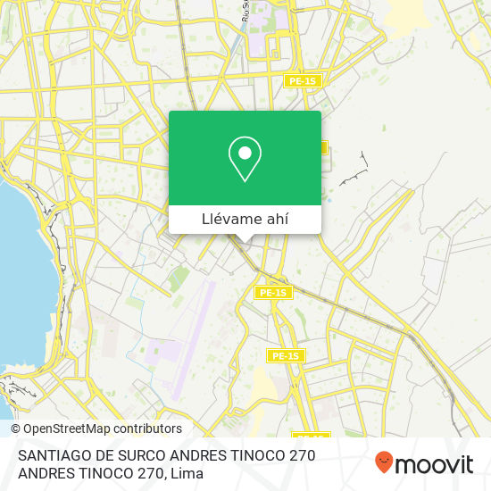 Mapa de SANTIAGO DE SURCO  ANDRES TINOCO 270 ANDRES TINOCO 270
