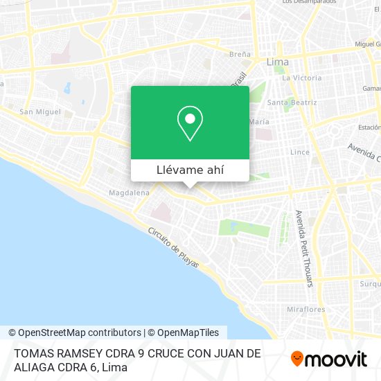 Mapa de TOMAS RAMSEY CDRA 9 CRUCE CON JUAN DE ALIAGA CDRA 6