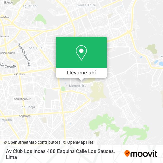 Mapa de Av Club Los Incas 488 Esquina Calle Los Sauces
