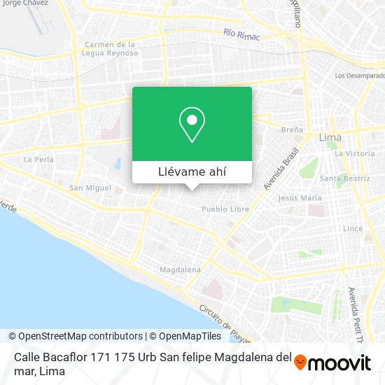 Mapa de Calle Bacaflor 171 175 Urb  San felipe Magdalena del mar