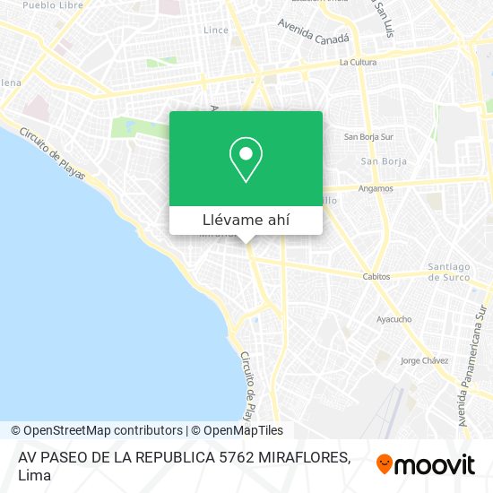 Mapa de AV  PASEO DE LA REPUBLICA 5762 MIRAFLORES