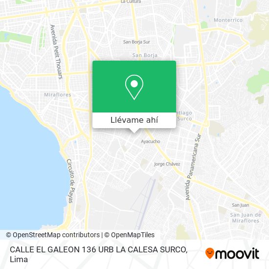 Mapa de CALLE EL GALEON 136 URB  LA CALESA SURCO
