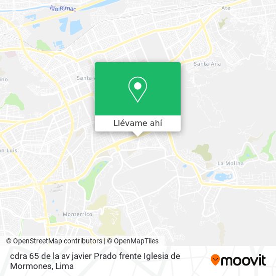 Mapa de cdra 65 de la av  javier Prado  frente Iglesia de Mormones