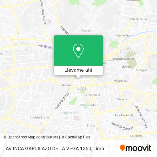 Mapa de AV INCA GARCILAZO DE LA VEGA 1250