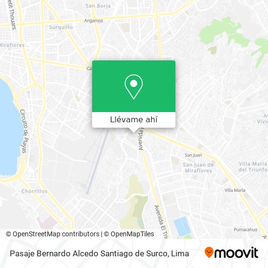 Mapa de Pasaje Bernardo Alcedo Santiago de Surco