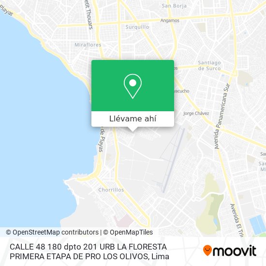 Mapa de CALLE 48  180 dpto 201 URB  LA FLORESTA   PRIMERA ETAPA DE PRO   LOS OLIVOS