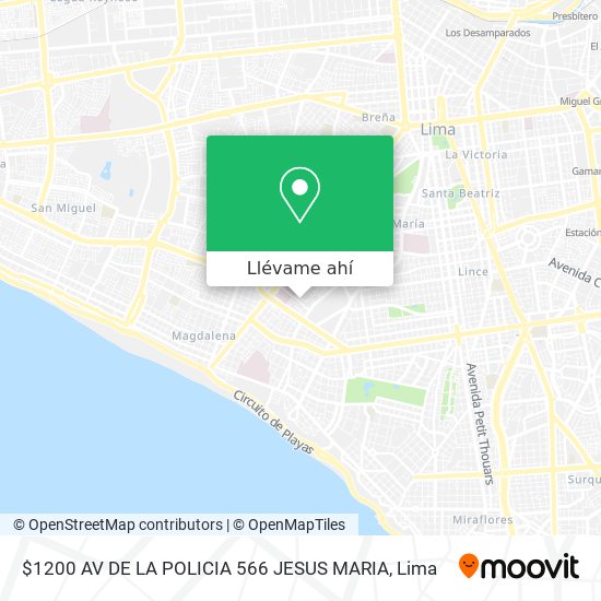 Mapa de $1200 AV DE LA POLICIA 566  JESUS MARIA