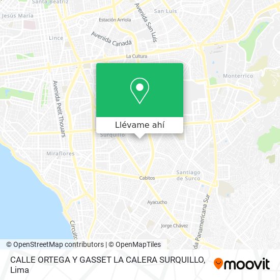 Mapa de CALLE ORTEGA Y GASSET  LA CALERA  SURQUILLO