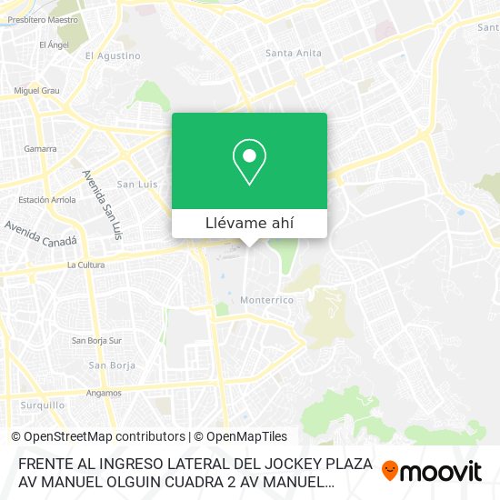 Mapa de FRENTE AL INGRESO LATERAL DEL JOCKEY PLAZA  AV  MANUEL OLGUIN CUADRA 2 AV  MANUEL OLGUIN CUADRA 2