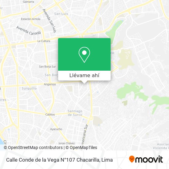 Mapa de Calle Conde de la Vega N°107   Chacarilla