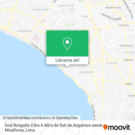 Mapa de Gral  Borgoño Cdra 4   Altra  de 5y6 de Angamos oeste Miraflores
