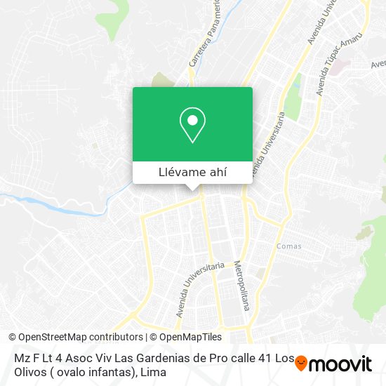 Mapa de Mz F Lt 4  Asoc  Viv  Las Gardenias de Pro   calle 41      Los Olivos ( ovalo infantas)