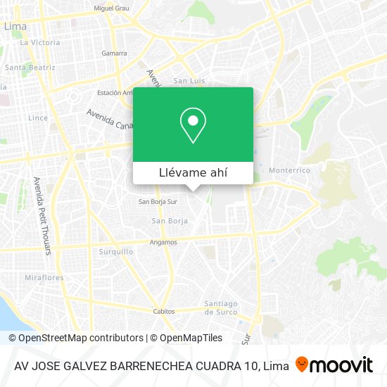 Mapa de AV  JOSE GALVEZ BARRENECHEA  CUADRA 10