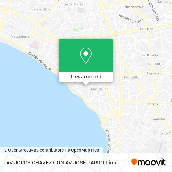 Mapa de AV  JORGE CHAVEZ CON AV  JOSE PARDO