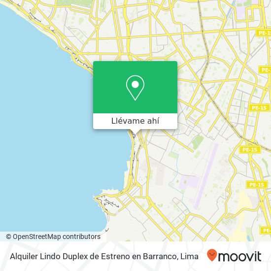 Mapa de Alquiler Lindo Duplex de Estreno en Barranco