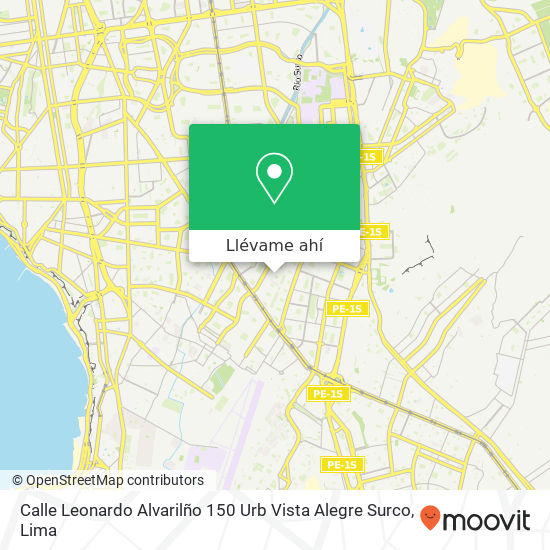 Mapa de Calle Leonardo Alvarilño 150 Urb Vista Alegre Surco