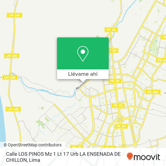 Mapa de Calle LOS PINOS Mz 1 Lt  17 Urb  LA ENSENADA DE CHILLON