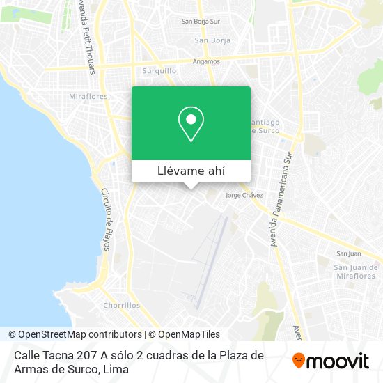 Mapa de Calle Tacna 207    A sólo 2 cuadras de la Plaza de Armas de Surco
