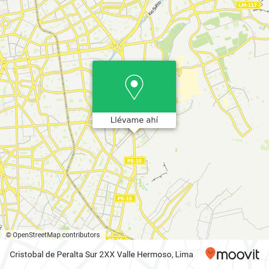 Mapa de Cristobal de Peralta Sur 2XX Valle Hermoso