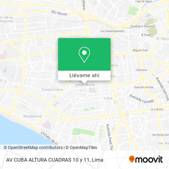 Mapa de AV  CUBA   ALTURA CUADRAS 10 y 11