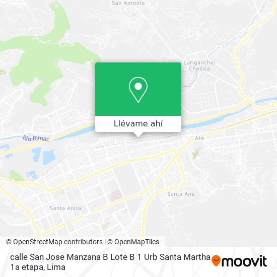 Mapa de calle San Jose Manzana B  Lote B 1 Urb  Santa Martha 1a etapa