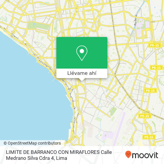 Mapa de LIMITE DE BARRANCO CON MIRAFLORES  Calle Medrano Silva Cdra  4